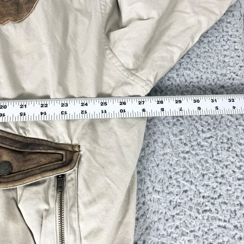 Vintage Harley-Davidson Jacket Mens 2XL Beige Canvas Leather Bomber Motorcycle